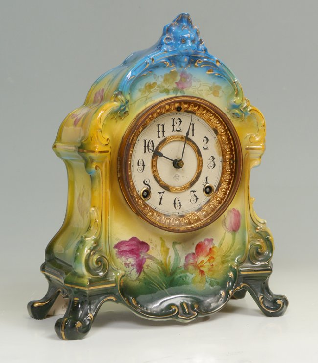 ANSONIA ROYAL BONN PORCELAIN CLOCK LA RAMBLA