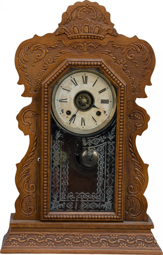 Early Wooden Ansonia 8-Day Layton Strike Gingerbre