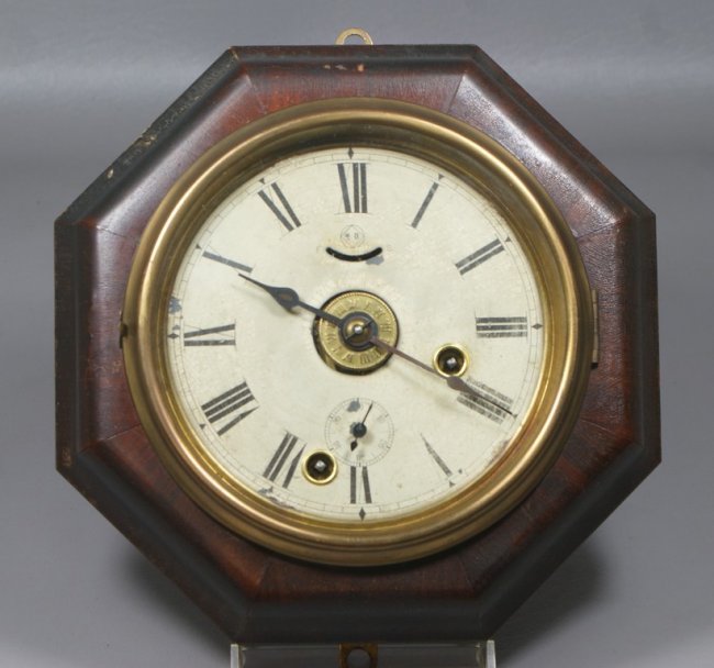Seth Thomas rosewood veneer lever clock, 6″ dial, time