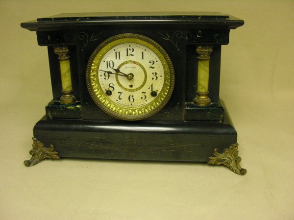SETH THOMAS FAUX MARBLE MANTLE CLOCK