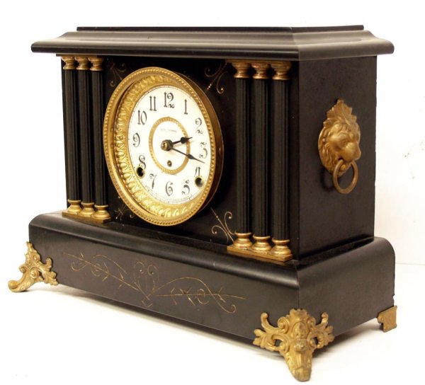 ANTIQUE SETH THOMAS FAUX MARBLE MANTLE CLOCK
