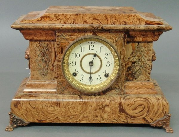 Seth Thomas mantel clock with faux marble paint dec
