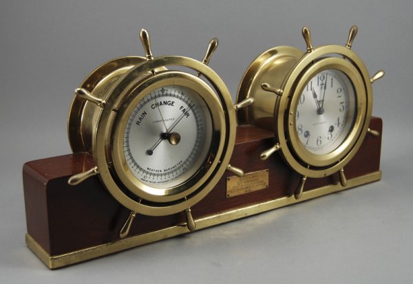 Seth Thomas Ships Wheel Clock & Barometer Set
