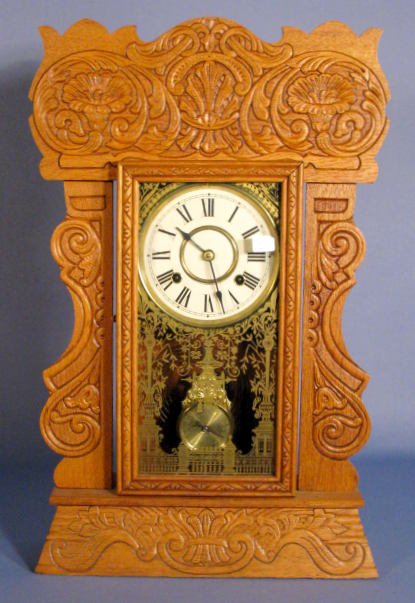 New Haven Merchants Line “B” Oak Mantle Clock
