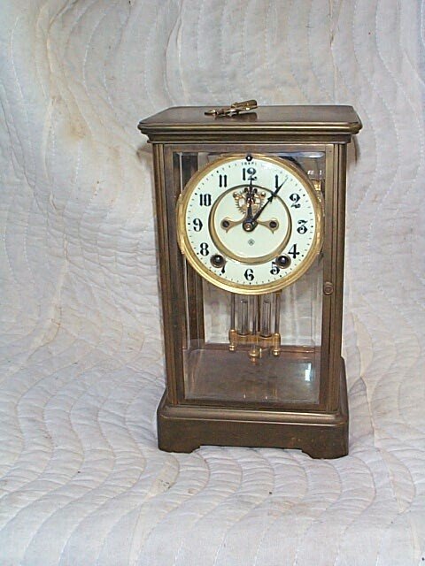 Ansonia Mercury glass crystal regulator shelf cloc