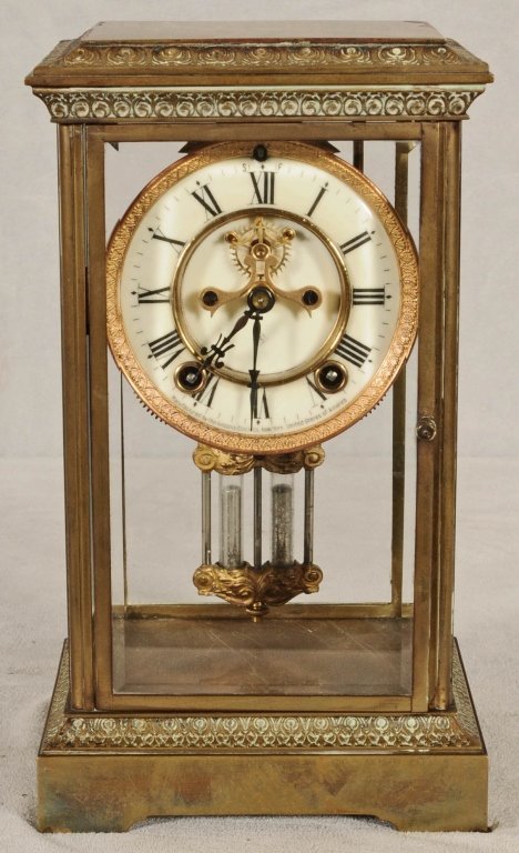ANSONIA BRASS REGULATOR CLOCK.  FAUX MERCURY PENDULUM.