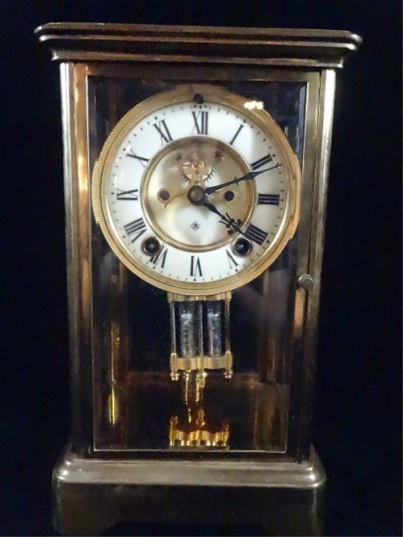 ANSONIA MANTLE CLOCK WITH MERCURY PENDULUM, APPROX