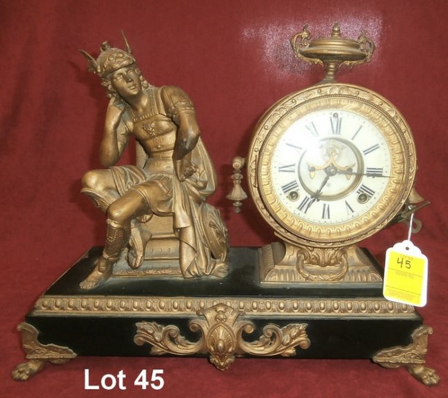 Ansonia Bronze Mercury Mantle Clock