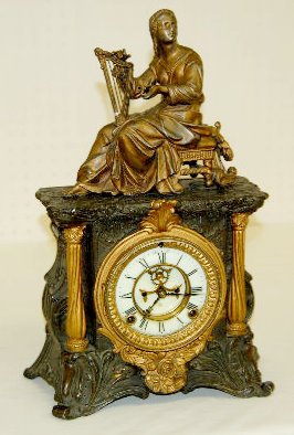 Ansonia “Minerva” Statue Clock, 2 Piece