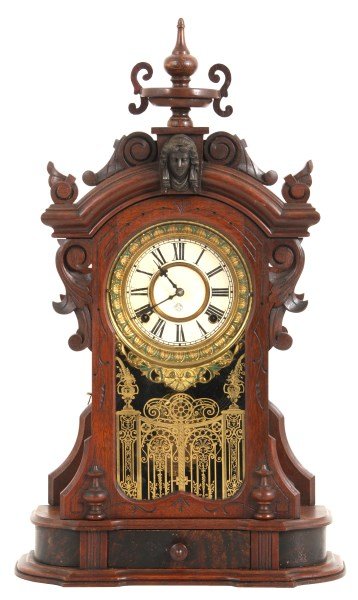 Ansonia Monarch Walnut Mantle Clock-ClockPrices.Com