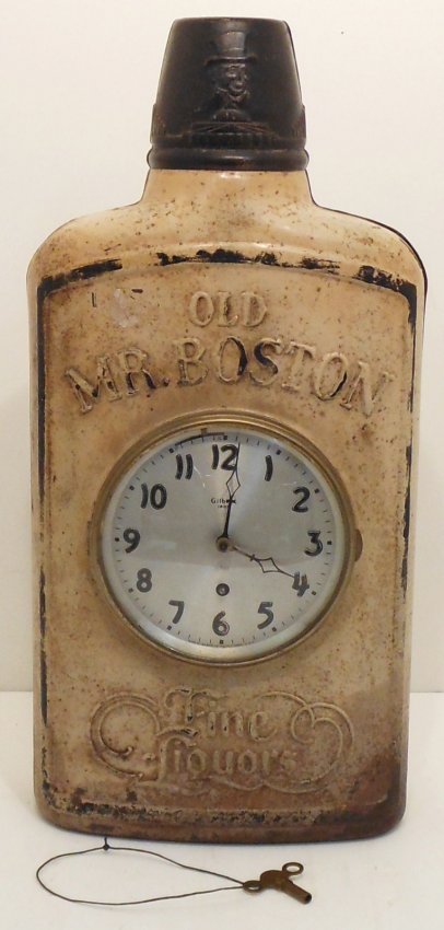 Gilbert Clock in Metal ‘Old Mr. Boston Fine Liquors’ Ca