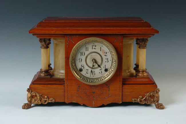 A SETH THOMAS ‘SUCILE’ ADAMANTINE MANTEL CLOCK