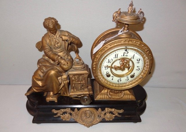 Ansonia Newton Open Escapement Statue Clock