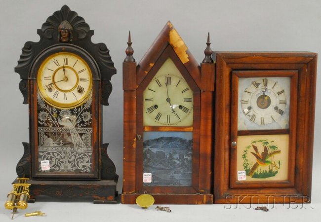 Three Mantel Clocks, a Seth Thomas mini ogee with
