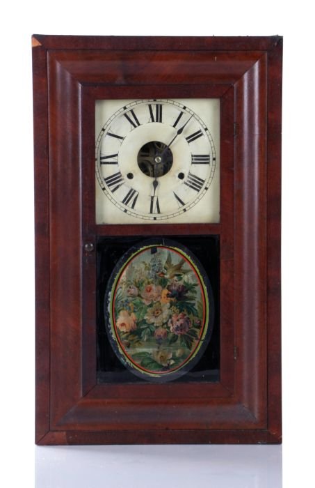 A Seth Thomas Rosewood Ogee Clock with Reverse Printed