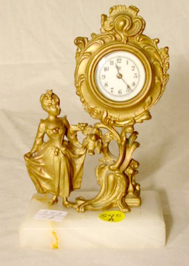 Waterbury Figural Desk Clock with Onyx Base NR