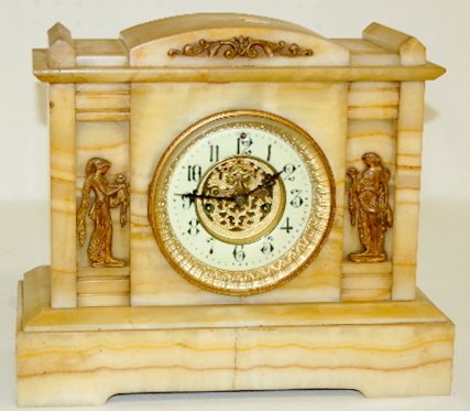 Waterbury Onyx Case Mantel Clock