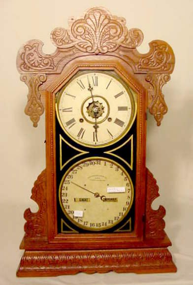 Waterbury ‘oswego’ Double Dial Calendar Clock-ClockPrices.Com