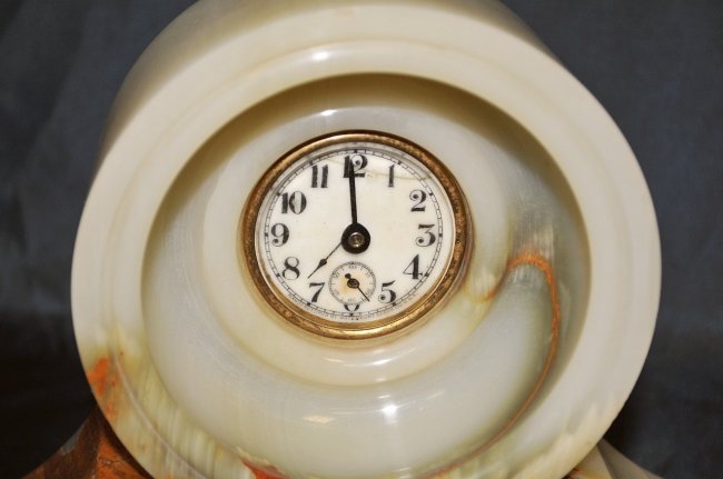 Antique Waterbury Green Onyx Mantle Clock