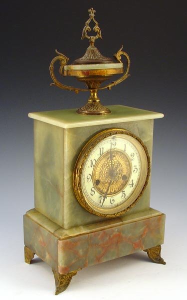 WATERBURY GREEN ONYX MANTLE CLOCK
