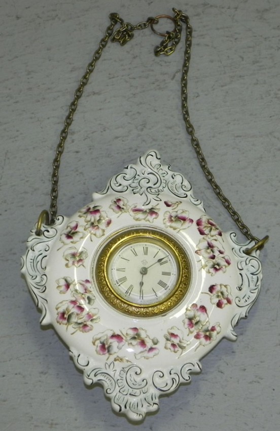 Porcelain Ansonia hanging wall clock.