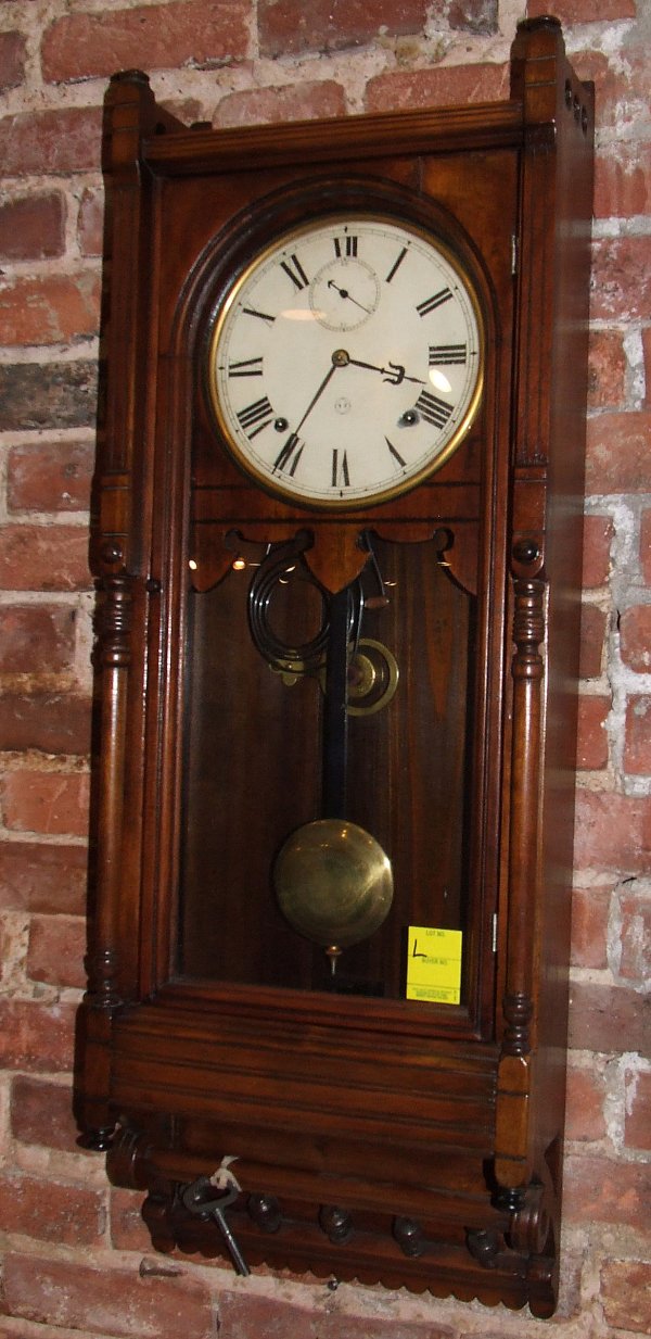 Seth Thomas Queen Anne wall clock, walnut case,