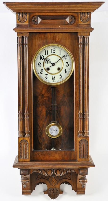 A JUNGHANS RA REGULATOR WALL CLOCK HOUSED IN A HENR