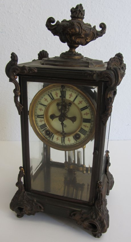 19th C. Bronze Ansonia crystal regulator clock