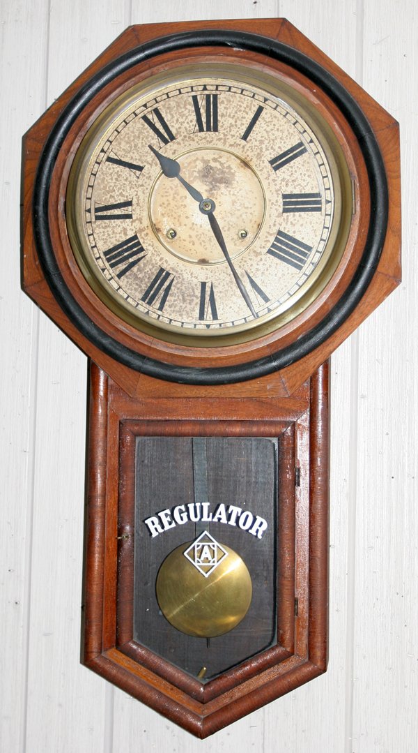 ANSONIA MAHOGANY REGULATOR CLOCK C. 1900, H 30″
