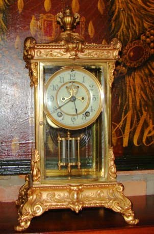 Ansonia crystal regulator clock,   C. 1914.