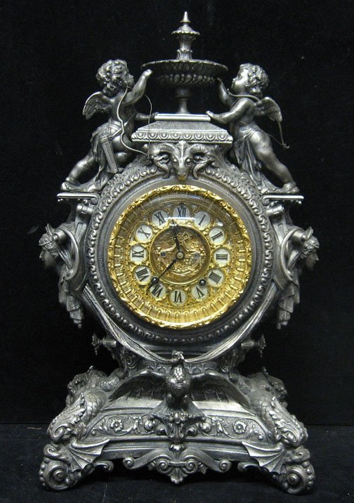 Ansonia renaissance revival clock, 20th c., Silve