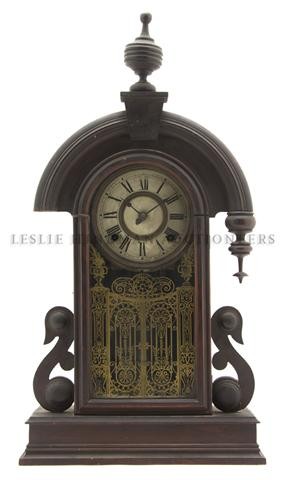 An American Renaissance Revival Wood Clock, Ansonia, He
