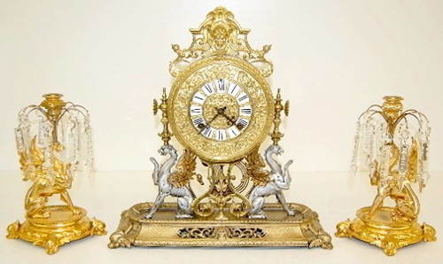Ansonia 3 Piece “Renaissance” Clock Set