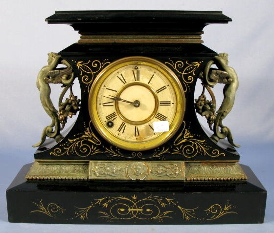 Ansonia Rosalind Enameled Iron Mantle Clock