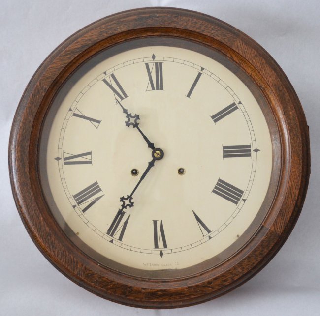 Waterbury Clock Company Wooden Round Wall Clock-ClockPrices.Com