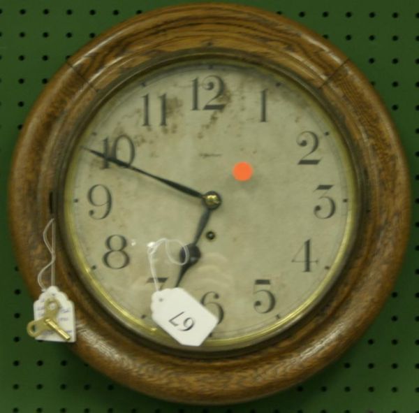 Waterbury round oak gallery wall clock, with stai