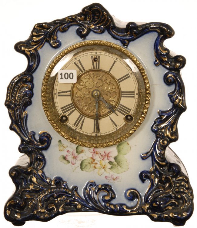 10 3/4″ X 8 1/2″ ROYAL BONN STYLE FLOW BLUE PORCELAIN