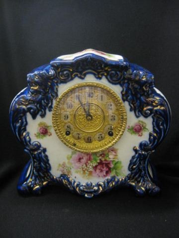 Gilbert Porcelain Cased Mantle Clock, Royal Bonn s