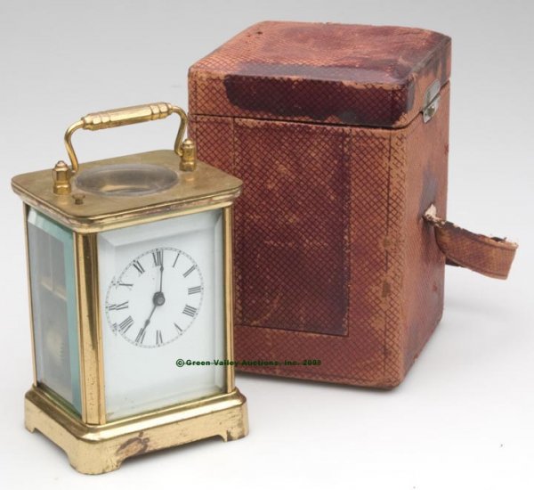 WATERBURY BRASS “SAGE” CARRIAGE CLOCK, 8-day time