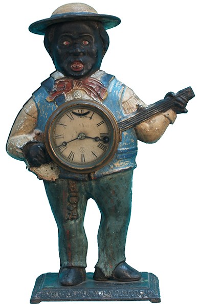 Antique Cast-Iron Mantle “Sambo” Figure Clock