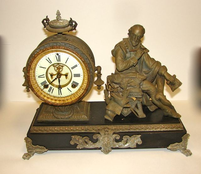 Ansonia Metal Mantel Clock, Shakespeare.