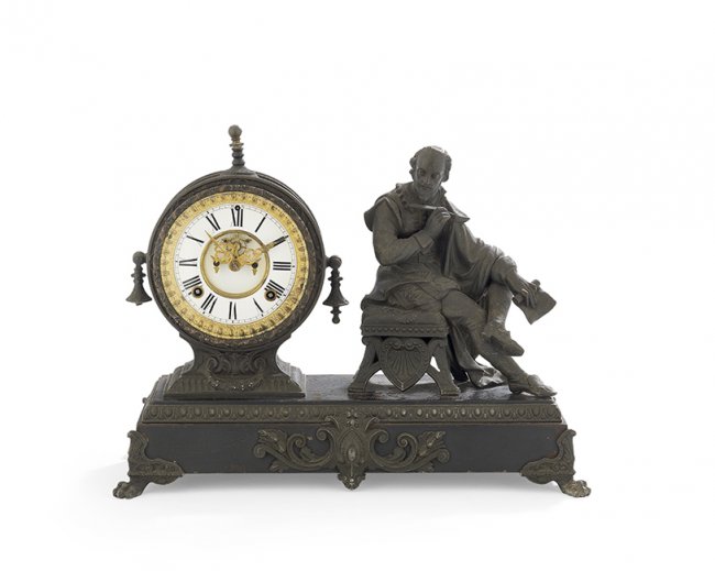Ansonia Metal Figural “Shakespeare” Mantel Clock