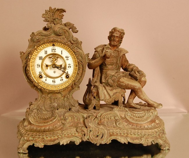 Ansonia Figural Mantel Clock.  “Shakespeare with C