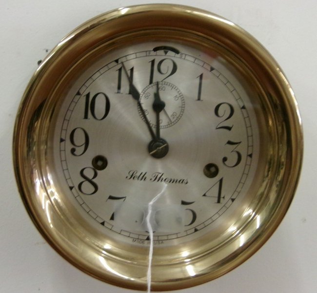 Seth Thomas Ships Bell Clock; 7″ Diameter, Clock is