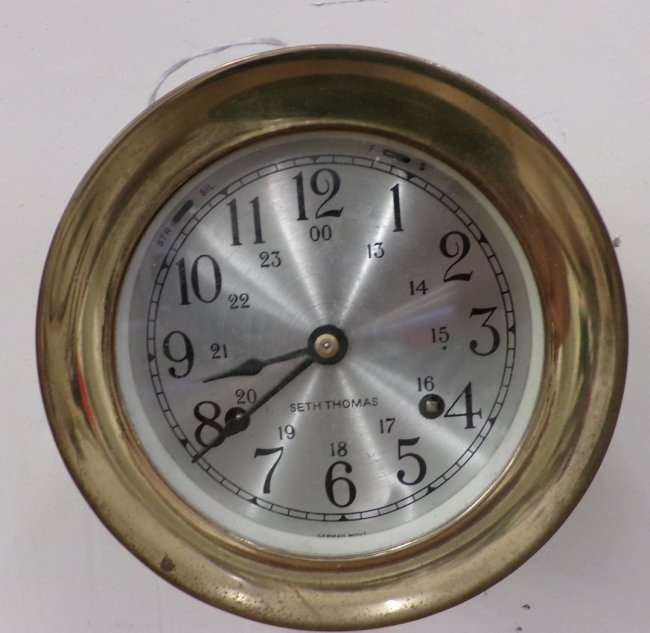 Seth Thomas Ships Bell Clock; 5.5″ Diameter. Clock is