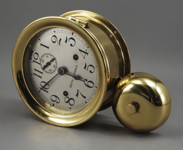 Old Brass Seth Thomas American Ships Clock w Bell