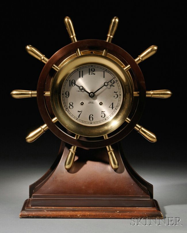 Chelsea “Yacht Wheel” Ship’s Bell Clock, Boston, M