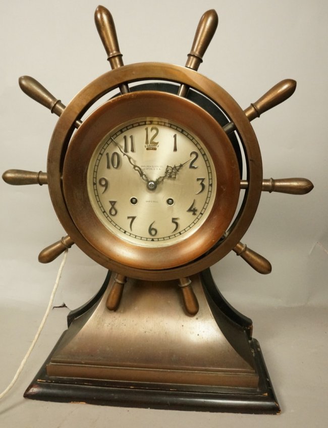 Chelsea Ship’s Bell Yacht wheel Mantle Clock.  Ch