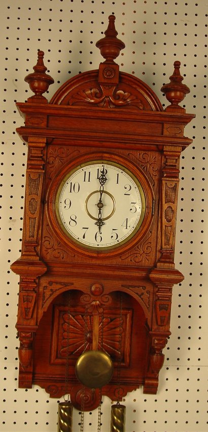 Waterbury Study # 4 Oak Wall Clock, 36in. T, 15in.