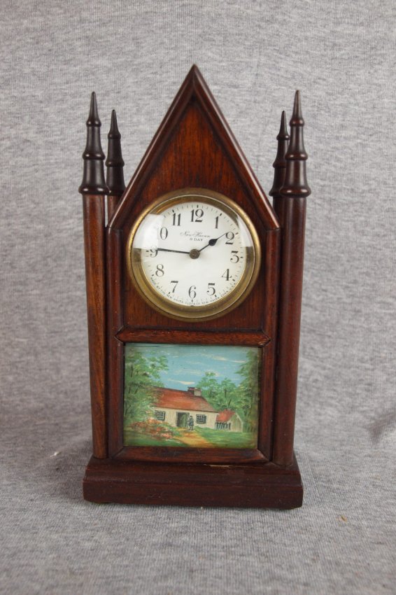 New Haven small 8 day steeple   clock